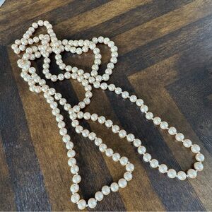 Forever21 Extra Long Rose Gold Elegant Pearl Necklace - 31” Drop